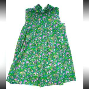 Vintage 1970's Green Pink Purple Psychedelic Tent Mini Mod Dress